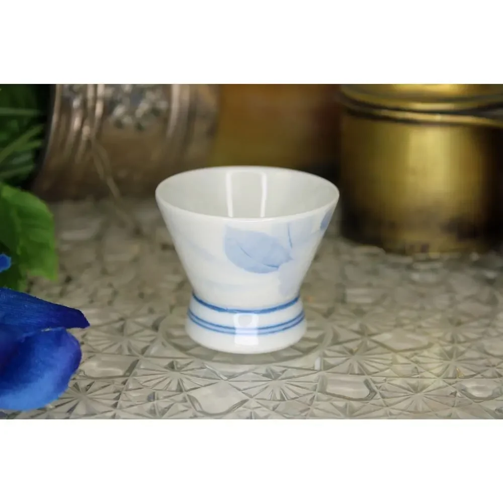 Japanese Blue Floral Tokkuri and Sake Cup Set